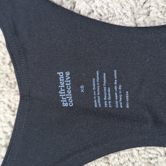 Girlfriend Collective Paloma Black Sports Bra Compression Eco Friendly Size XS - Picture 3 of 10